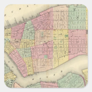 Sticker Carré Carte de New York et des villes adjacentes