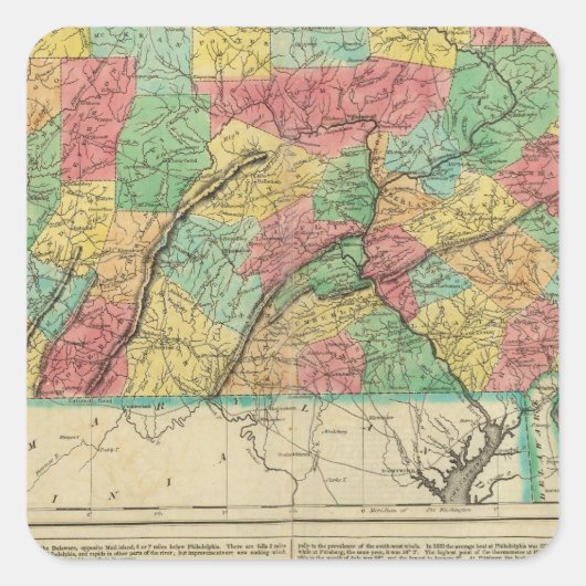 Sticker Carré Carte De Pennsylvanie (Devant)