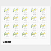 Sticker Carré Carte de remerciement de mariage Lemon Citrus (Feuille)