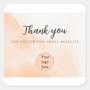 Sticker Carré Carte de remerciements d'entreprise orange minimal