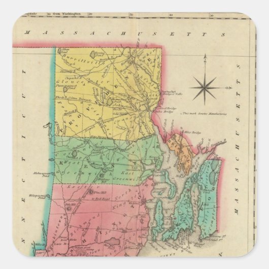 Sticker Carré Carte De Rhode Island (Devant)