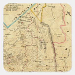 Sticker Carré Carte de Richardson de la Virginie-Occidentale