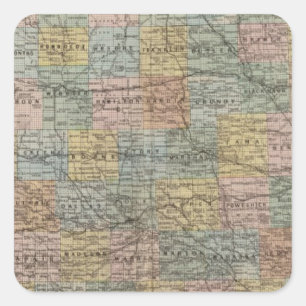 Sticker Carré Carte de section de l'Iowa