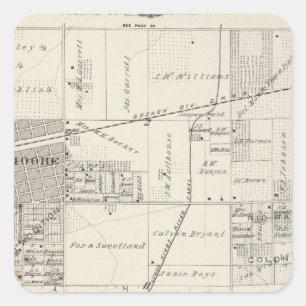 Sticker Carré Carte de section de Ne 1/4 Tulare County de T19S