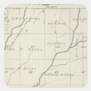 Sticker Carré Carte de section de T20S R25E Tulare County