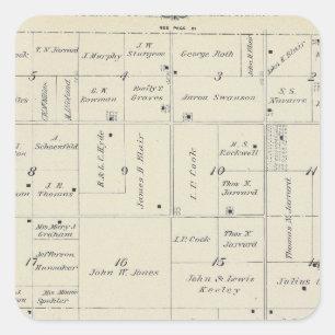 Sticker Carré Carte de section de T20S R26E Tulare County