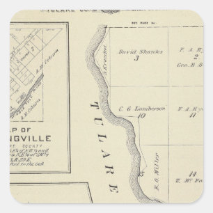 Sticker Carré Carte de section de T22S R22E Tulare County