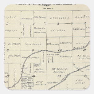 Sticker Carré Carte de section de T22S R25E Tulare County