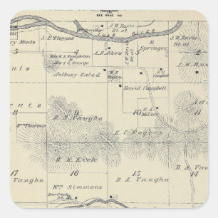 Sticker Carré Carte de section de T22S R28E Tulare County