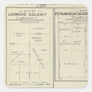 Sticker Carré Carte de section de T23S R2021E Tulare County