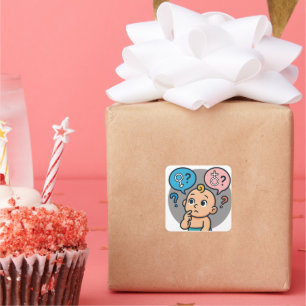 Sticker Carré Carte de sondage sur le nom de la baby shower