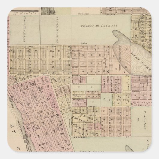 Sticker Carré Carte de Stillwater, comté de Washington, Minnesot (Devant)