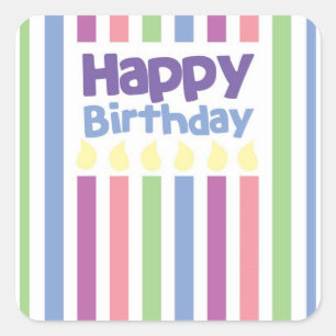 Sticker Carré Carte de stripey de joyeux anniversaire