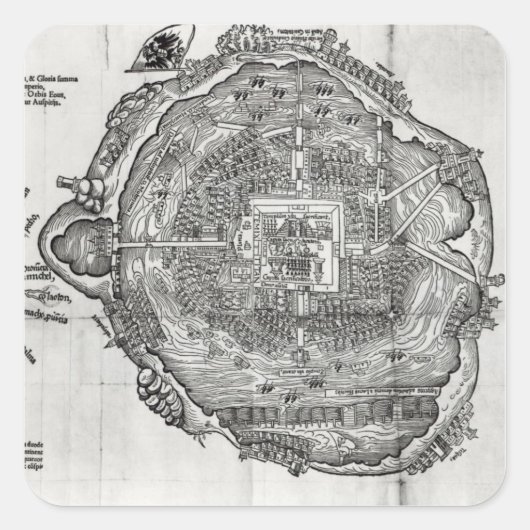 Sticker Carré Carte de Tenochtitlan (Devant)