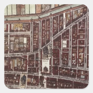 Sticker Carré Carte de ville de Delft 1649