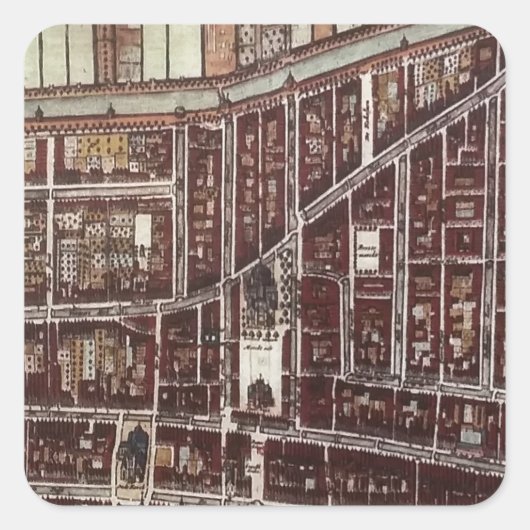 Sticker Carré Carte de ville de Delft 1649 (Devant)