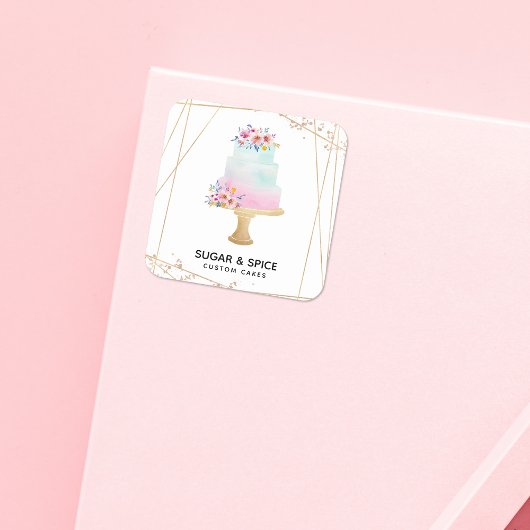 Sticker Carré Carte de visite de boulangerie de gâteaux personna