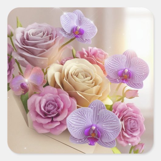 Sticker Carré Carte de voeux 3D Splendor Springtime avec Dew-Kis (Devant)