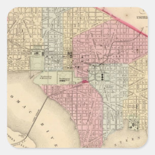 Sticker Carré Carte de Washington par Mitchell