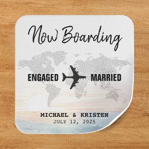 Sticker Carré Carte d'embarquement Ocean Sunset Destination Mari