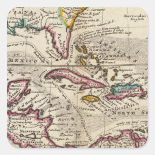 Sticker Carré Carte des Antilles, du Mexique ou de la Nouvelle E