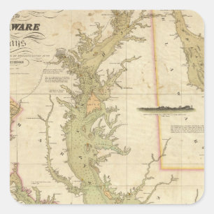 Sticker Carré Carte des baies Chesapeake et Delaware