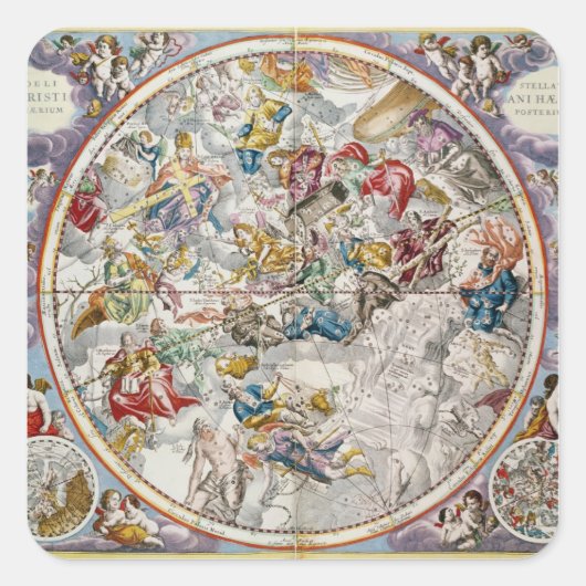 Sticker Carré Carte des Constellations chrétiennes telles que re (Devant)