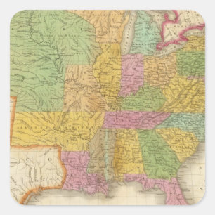 Sticker Carré Carte des Etats-Unis