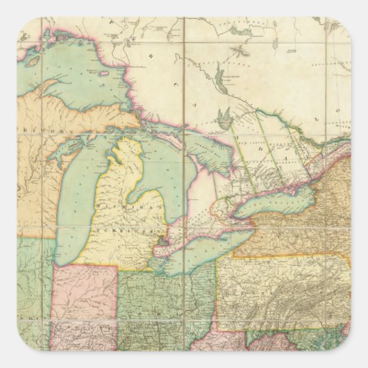 Sticker Carré Carte des États-Unis 6 (Devant)