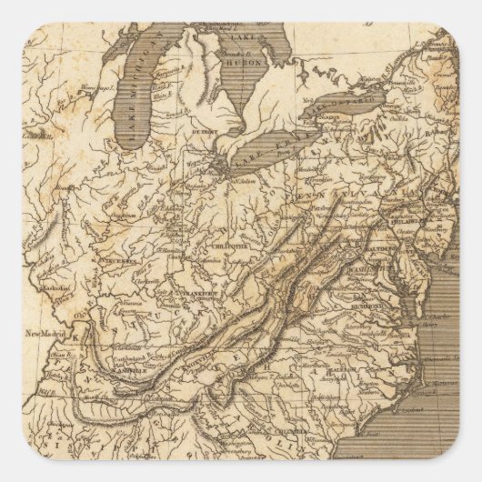 Sticker Carré Carte des États-Unis par Arrowsmith (Devant)