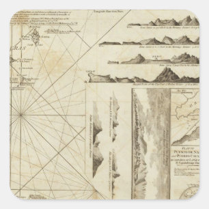 Sticker Carré Carte des îles Maderas et Canaries