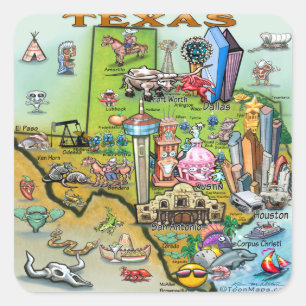 Sticker Carré Carte des loisirs du Texas