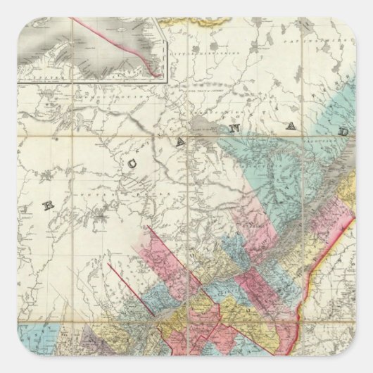 Sticker Carré Carte Des Provinces Du Canada (Devant)