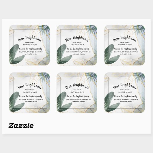 Sticker Carré Carte d'introduction personnalisée pour un nouveau (Feuille)