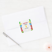 Sticker Carré Carte d'invitation d'anniversaire Blocs de constru (Enveloppe)
