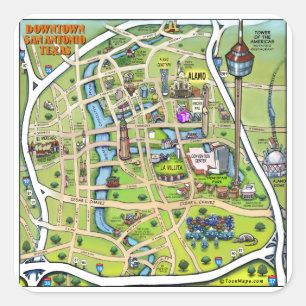 Sticker Carré Carte du centre-ville de San Antonio