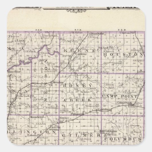 Sticker Carré Carte du comté d'Adams (Devant)