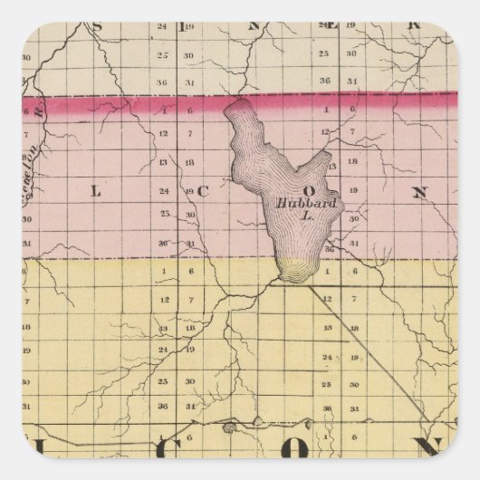 Sticker Carré Carte du comté d'Alcona, Michigan (Devant)