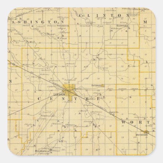 Sticker Carré Carte du comté de Boone (Devant)