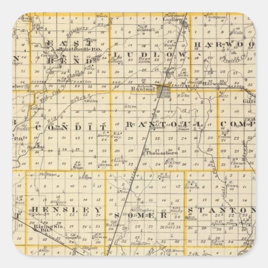 Sticker Carré Carte du comté de Champaign (Devant)