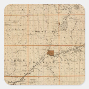 Sticker Carré Carte du comté de Crawford, État de l'Iowa