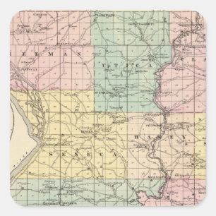 Sticker Carré Carte du comté de Crawford, État du Wisconsin