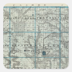 Sticker Carré Carte du comté de Decatur, état de l'Iowa