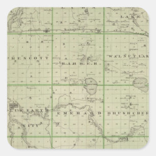 Sticker Carré Carte du comté de Faribault, Minnesota