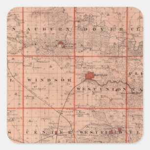 Sticker Carré Carte du comté de Fayette, état de l'Iowa