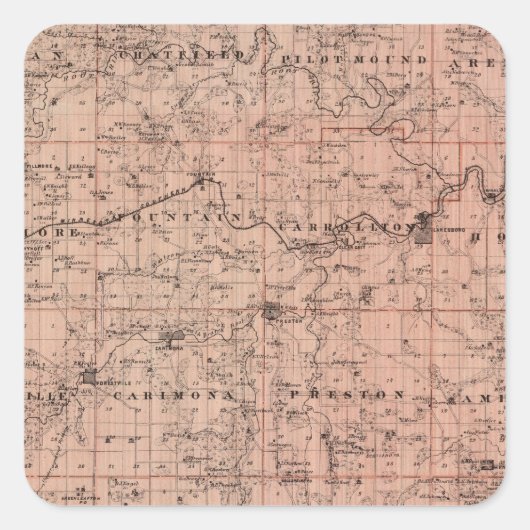 Sticker Carré Carte du comté de Fillmore, Minnesota (Devant)