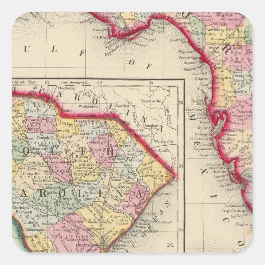 Sticker Carré Carte Du Comté De Floride (Devant)