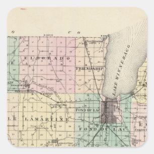 Sticker Carré Carte du comté de Fond du Lac, État du Wisconsin