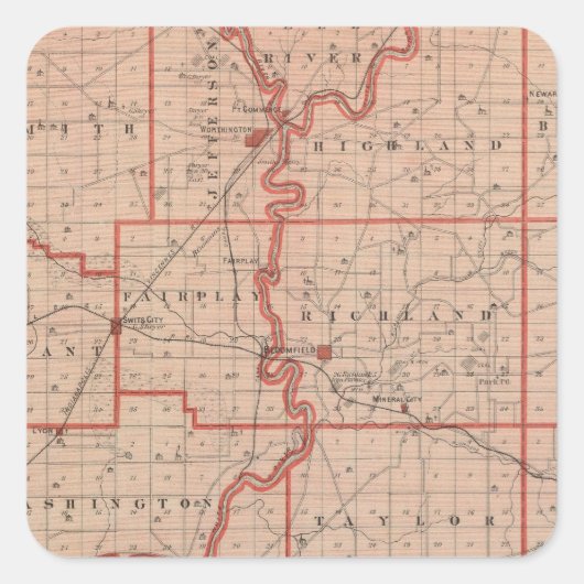 Sticker Carré Carte du comté de Greene (Devant)