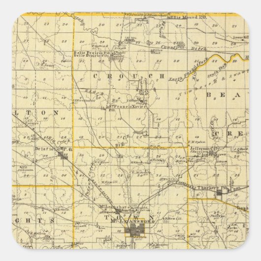 Sticker Carré Carte du comté de Hamilton (Devant)